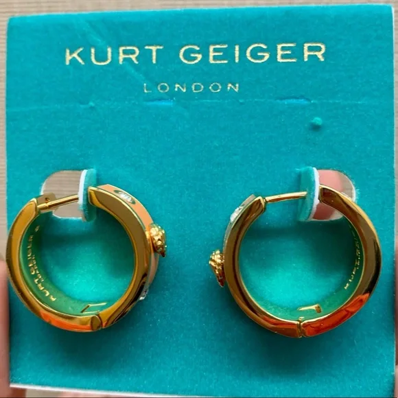 KURT GEIGER LONDON Eagle Enamel Huggie Hoop Earrings - Picture 4 of 9